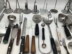 28 Metal + Plastic Wooden Stainless Kitchen Utensils Tools Fork Knife Mashers ++
