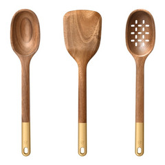Beautiful by Drew Barrymore 3pc Wood Cooking Tools Set Kitchen Utensils New