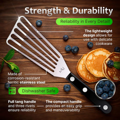 MIU Upgraded Stainless Steel Fish Spatula – Flexible & Corrosion Resistant Turne