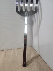 Unbranded Stainless Slotted Spatula Strainer Wood 12″ Scalloped Curved Japan