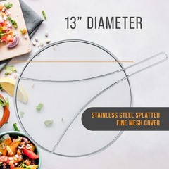 U.S. Kitchen Supply 13″ Stainless Steel Fine Mesh Splatter Screen w Resting Feet