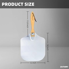 Pizza Peel 12 inch, Aluminum Pizza Paddle 12 x 14 inch with Foldable Wood Han…