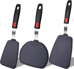 3-Pack Large Silicone Spatula Turners for Nonstick Cookware | 600°F heat resi…