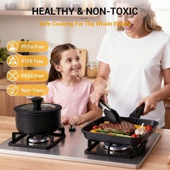 Ammeloo 21 Pcs Pots 21 and Pans Set Non Stick with Grill Pann, Black