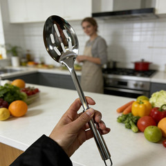 4 Pack Stainless Steel Cooking Spoon Set,Kitchen Large Cooking Spoons with Round
