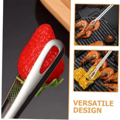 2× Stainless Steel Grill Tongs Cooking BBQ Steak Clamp Pastry Kitchen Tweezers