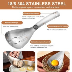 Multifunctional 5-in-1 Cooking Spoon, 18/8 304 Stainless Steel Kitchen Tool f…