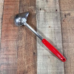 Stainless Steel Spouted Ladle Red Handle 12″ Commercial Kitchen Soup Scoop