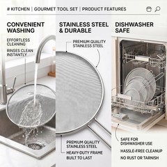 4Piece Stainless Steel Splatter Guard Set 13″,11.5″, 10″,8″ Splatter Screen f…