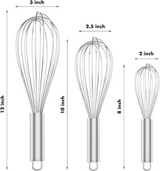 304 Stainless Steel Whisk Set, Dishwasher Safe Rustproof Metal Whisk, Profess…