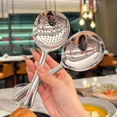 1Pc Big Head Stainless Steel Round Spoon Large Size Dining Spoon Rice Servin