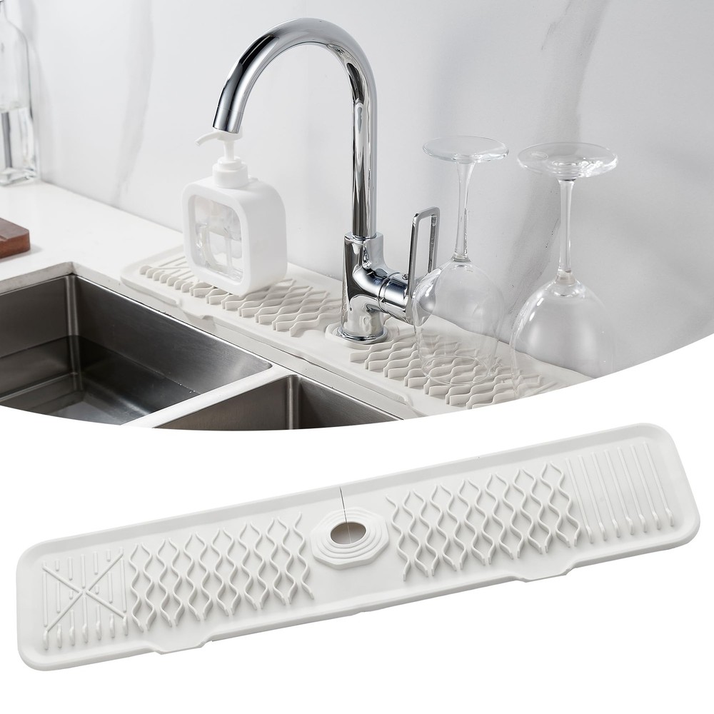 Silicone Faucet Splash Guard Cream White/Beige Kitchen Dish Drying Mats