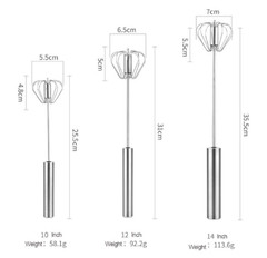 3× Manual Semi Automatic Whisk Egg Beater Mixer Stainless Steel Silver Stirrer