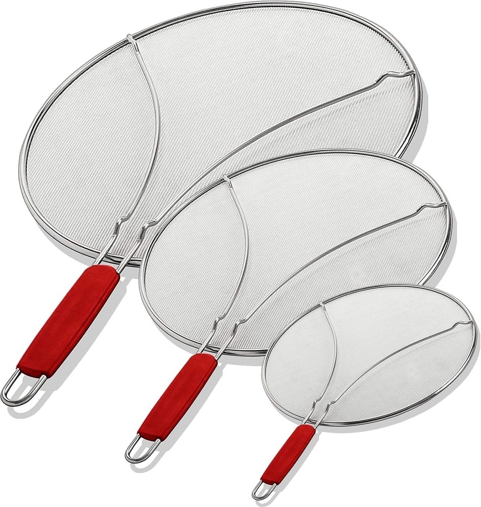 Set of 3 Stainless Steel Splatter Screens Grease Guard for Frying Pan Mesh