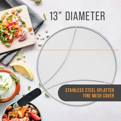 U.S. Kitchen Supply 13″ Stainless Steel Mesh Splatter Screen with Comfort Handle