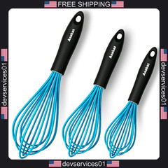 3 Pack Silicone Balloon Whisks for Non-Stick Cookware