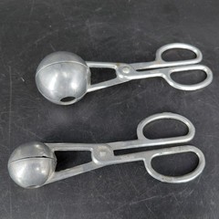 Aluminum Meatball Dumpling Baller Tongs Set 2 Silver Scissor Kitchen Utensil