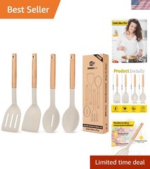 Pack of 4 Silicone Cooking Utensils Set, Non Stick Solid Spatulas and Heat Re…