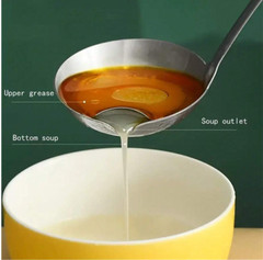 Stainless Steel Oil Separator Soup Ladle, Kitchen Fat Skimmer – Grease Strainer