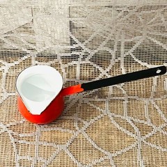 Red & White Enamelware Long Handled Ladle Vintage
