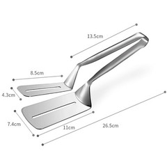 AOOSY 304 Steak Clamps, 3-in-1 Cooking Tong, Double Sided medium, Silver