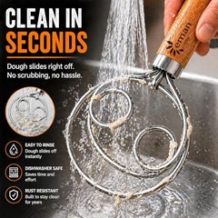 Danish Dough Whisk for Sourdough Bread – Stainless Steel Dutch Bread 2 Eyes 1.0