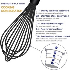 Dishwasher Safe Silicone Whisk, Sealed Waterproof Design Set of 3, Profession…