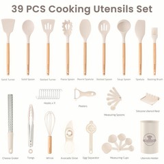Silicone Cooking Utensils Set, 38 PCS Kitchen Utensils Set for 446°F H