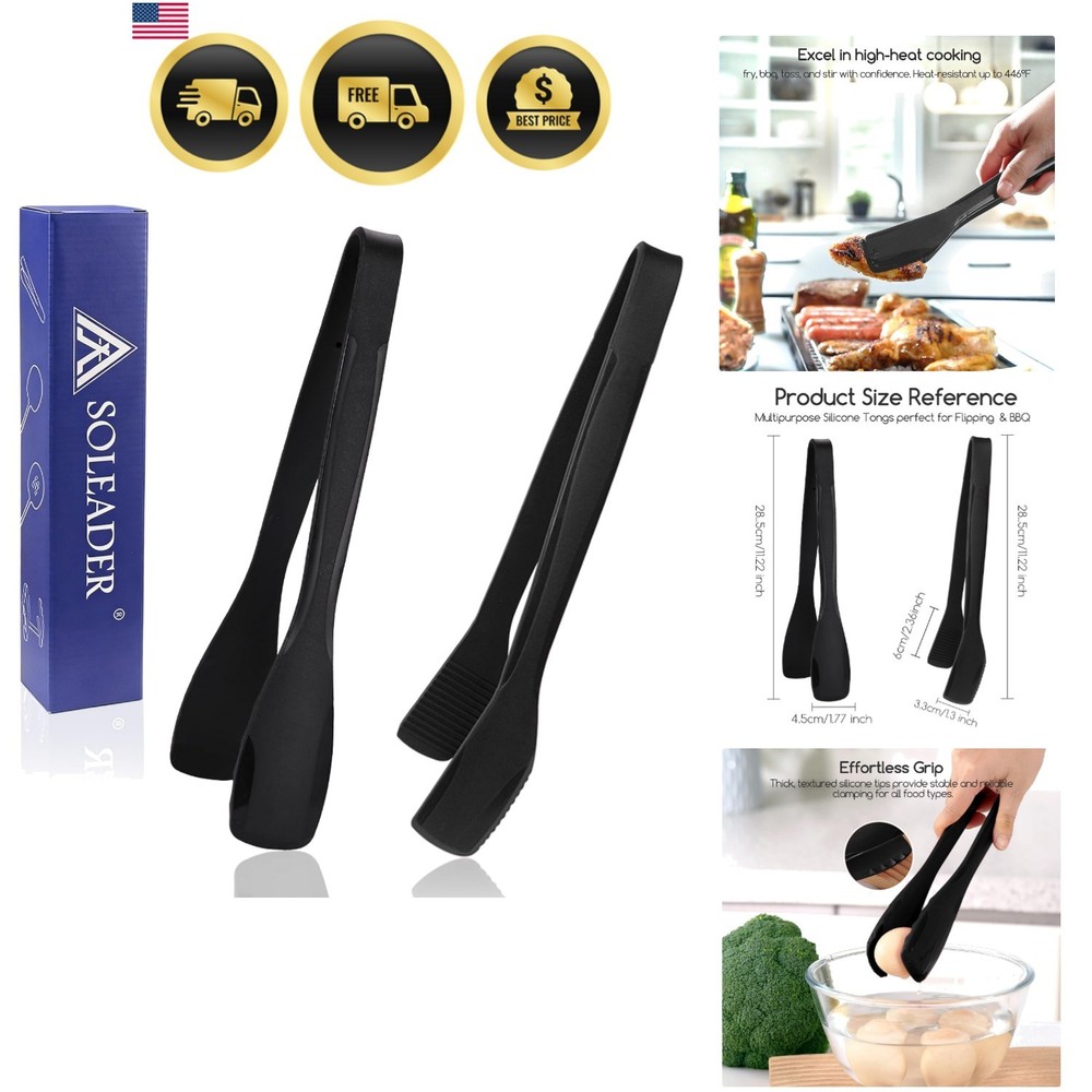 11 Inch Silicone Tongs for Cooking Heat Resistant, Lightweight Non-Scratch St…