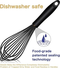 Dishwasher Safe Silicone Whisk, Sealed Waterproof Design Set of 3, Profession…