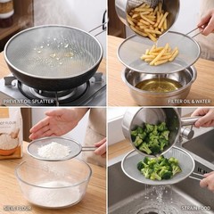 4Piece Stainless Steel Splatter Guard Set 13″,11.5″, 10″,8″ Splatter Screen f…