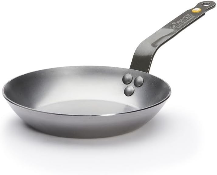 De Buyer Mineral B Round Carbon Steel 8″ Fry Pan, Naturally Nonstick, Oven safe