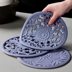 3Pcs Silicone Placemat Set Heat Resistant Bowl Cup Pot Mat Pads Table Decor Mat