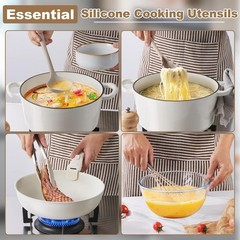 14 Pcs Silicone Cooking Utensils Set with Holder, Heat Resistant, Non-Stick, Dis