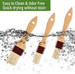 BBQ Basting Brush Set Boar Bristle Wood Handle Pastry Oil Sauce Grill Cooking