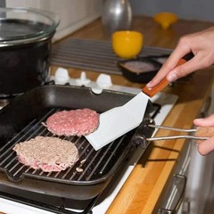 Stainless Steel Steak Spatula Wood Handle Pizza Shovel BBQ Griddle Turner Scrape