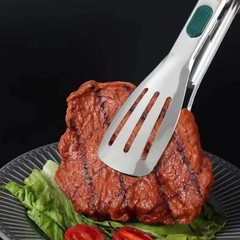 1 pcs Tongs Steak Clamp Kitchen Stainless Steel Tool Food Clip Bread Meat BBQ*