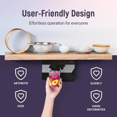 Electric Can Opener – 4 in 1 Under the Cabinet Mounted Medium, Black