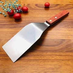 Stainless Steel Steak Spatula Wood Handle Pizza Shovel BBQ Griddle Turner Scrape