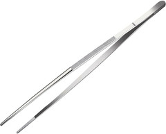 12″ Silver Stainless Steel Long Food Tongs Straight Tweezers Kitchen