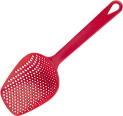 4.8″ Solid Red Food Grade Silicone Spider Skimmer Ladle Kitchen Pasta Strainer