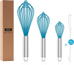 Silicone Whisk Set of 4 Nonstick Heat Resistant 480°F Kitchen Cooking Tools