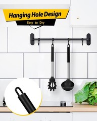 Black Silicone Pasta Fork Ladle Spoon Set Non Stick Kitchen Utensils Cooking