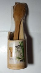 5pc Genuine Bamboo kitchen utensil set + holder 100% Eco-Friendly USA Seller