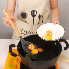 Slotted Spoons Nonstick Skimmer Heat Resistant Frying Strainer Black Unit