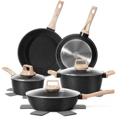SODAY 12 Pcs Pots and Pans Set Non Stick, Cookware Sets 12 Pieces, Black
