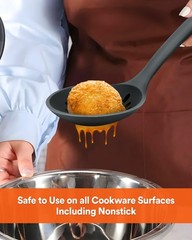 Kitchen Ladle Strainer Large Slotted Spoon Heat Resistant Skimmer Grey Unit