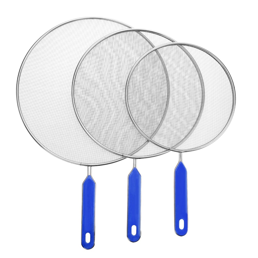 3 Pack Stainless Steel Splatter Screen Fine Mesh Grease Guard for Frying Pan