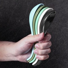 Green Ceramic Soup Spoons Set of 6, 6.75 Inch Chinese Ramen Spoons for Pho, C…