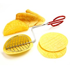 Taco Shell Fry Tongs Stainless Steel Tortilla Maker with Red Handle